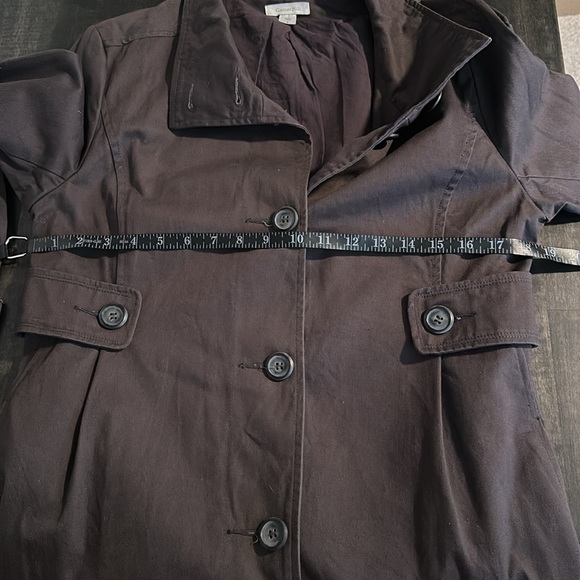 Garnet Hill Eggplant Knee Length Trench Coat Button Details Size 8 - Picture 6 of 7